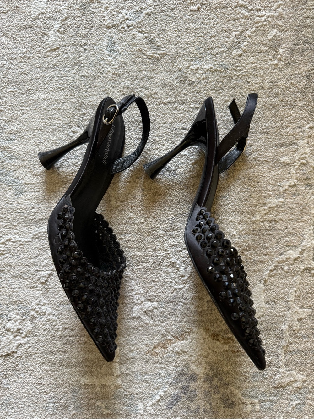 Jeffrey Campbell Black Studded Pointed Slingback Heels - Picture 3 of 7